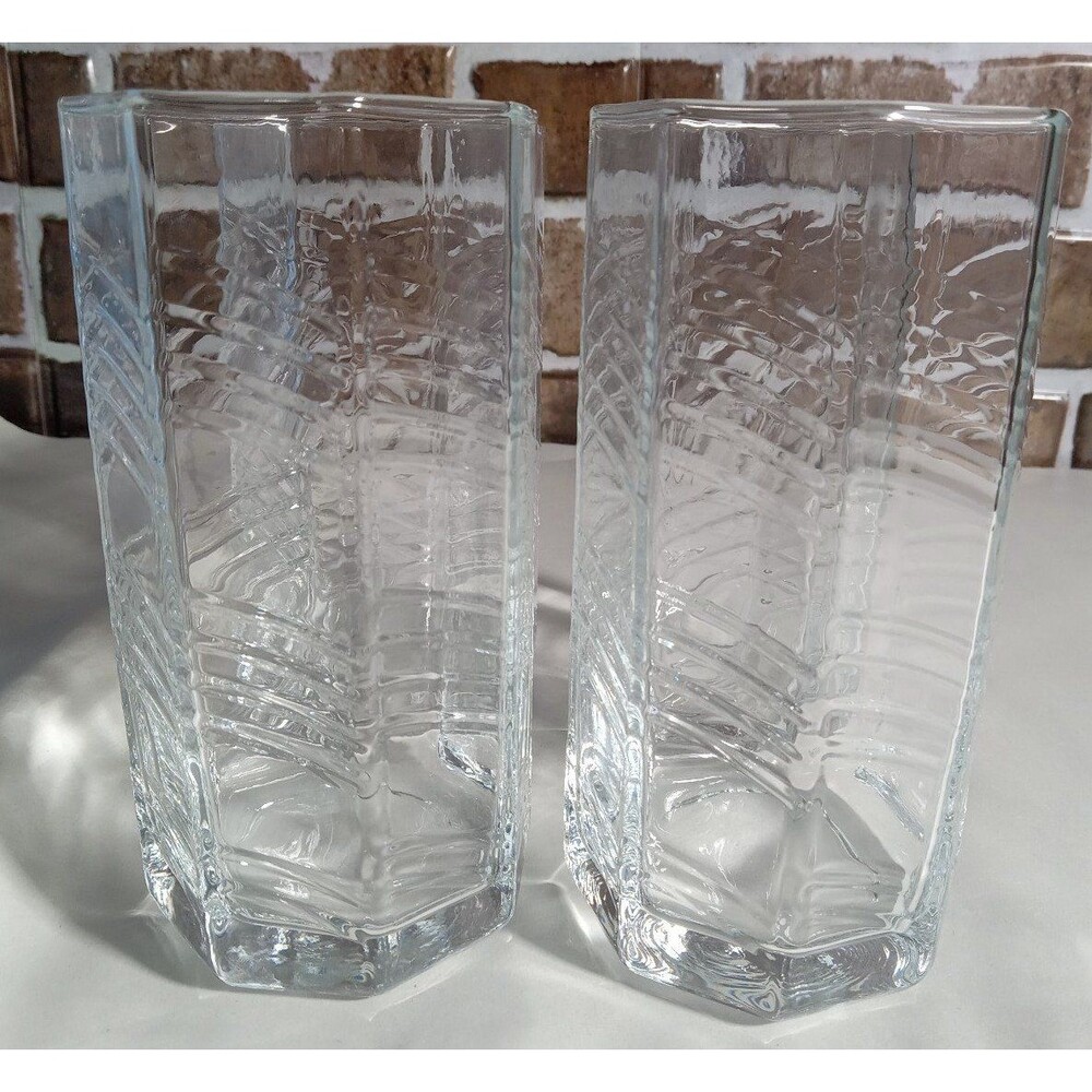 Vintage Dansk Summerhouse Flat 16oz Tumblers Octagon Shape Geometric 1980s Set 4